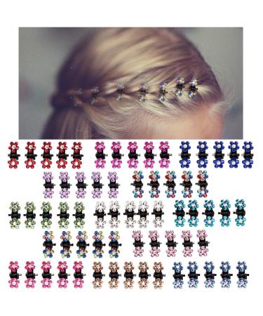 ANBALA Hair Claw Clips, 65pcs Mini Hair Clips No-Slip Grip Jaw Clips Glitter Teeth Clips Rhinestone Hair Clips Metal Clamps Mix Colored Flower Hair Accessories for Women Girls Black-13Colors