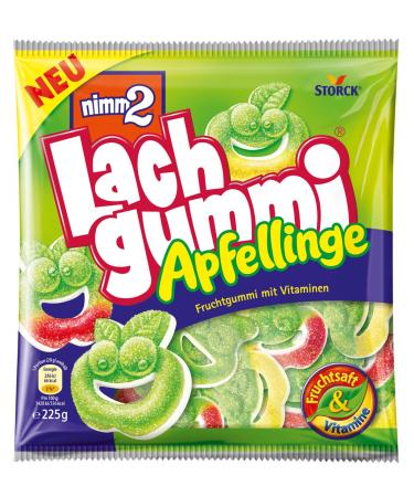 Nimm2 - Anneaux de pomme Lachgummi (gomme qui rit) (Lachgummi Apfellinge) | Poids Total 225 grams