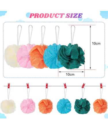 Set of 20 Exfoliating Bath Shower Loofah Sponges - Mesh Body Scrubber Puff Balls for Women Men & Kids - Travel Size 4 Inch - Pink Beige Blue Dark Green Orange - Buy Online on GoSupps.com