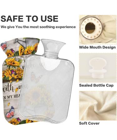 Shop Naanle Wood Butterfly Sunflower Hot Water Bottle - 1L Hand & Foot Warmer for Pain Relief | Transparent Cover & Heat Therapy - Buy Online on GoSupps.com