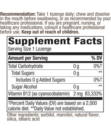 Nature's Way Vitamin B12 Lozenge 2000mcg - 100 Count (Pack of 1) - Buy Online on GoSupps.com