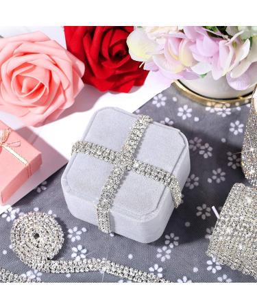 3 Rows Crystal Rhinestone Close Chain Trim - White/Silver Base - 6 Yard x 0.35 Inch - Buy Online on GoSupps.com