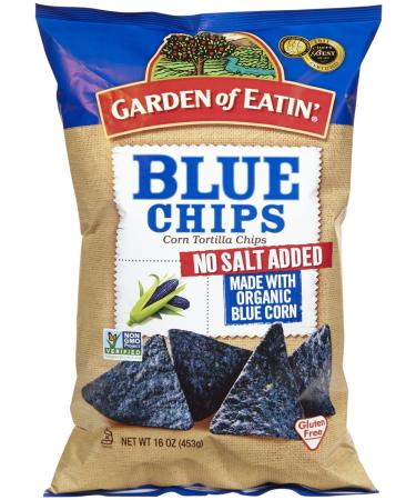 GARDEN OF EATIN Blue Party Chips With No Salt, 16 OZ