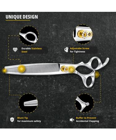 Dream Reach 8 Inch Dog Thinning Scissors - Ergonomic 440C Stainless Steel 59 Teeth Professional Grooming Tools - 30-35% Thinning Rate - Buy Online on GoSupps.com