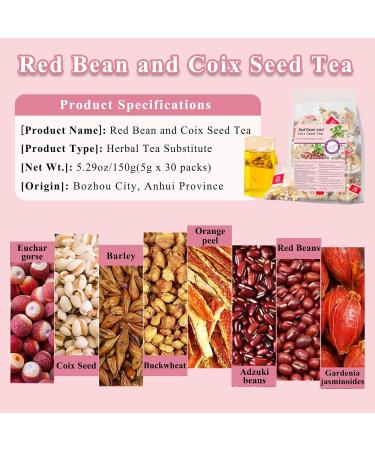 GXJIXf Red Bean and Coix Seed Tea Herbal Tea for Dampness Clearing 30 Individually Wrapped Bags 1pac - Buy Online on GoSupps.com