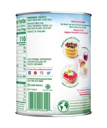 Dole Crushed Pineapple 20 oz. Can in Heavy Syrup - Delicious Tropical Fruit for Recipes - Buy Online on GoSupps.com