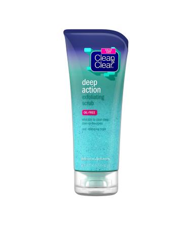 Clean & Clear Oil-Free Deep Action Exfoliating Facial Scrub, Cooling Daily Face Wash With Exfoliating Beads for Smooth Skin, Cleanses Deep Down to the Pores to Remove Dirt, Oil & Makeup, 7 oz 7 Fl Oz (Pack of 1)