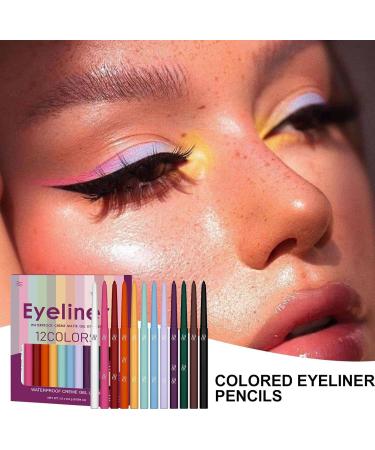 Liquid Eyeliner - Waterproof Matte Lip Coating | 12-Color Long-Lasting Liquid Eye Liner Pen Set Soft Crayon Honeshadow Highlight Pen - Buy Online on GoSupps.com