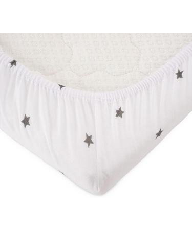 FabiMax Organic Jersey Fitted Sheet for Playpen | 100x100 cm | White/Grey Stars - International Shipping Available - Buy Online on GoSupps.com