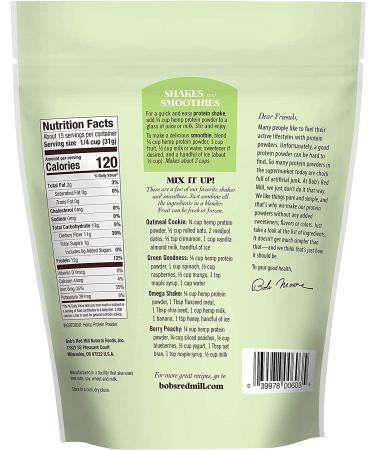 Bob's Red Mill Hemp Protein Powder 16 Ounce Resealable Bag - Pack of 2 - Buy Online on GoSupps.com