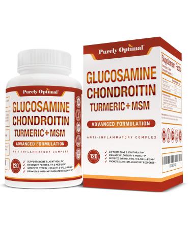 PURELY OPTIMAL Premium Glucosamine Chondroitin MSM Supplement - 120 Capsules