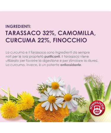  Pompadour Pompadour Purified Herbal Tea Plus with Dandelion & Turmeric 54 Filters (3 Packs of 18 Filters) Draining & Purifying Properties Lactose Gluten & Allergen Free Vegan - Buy Online on GoSupps.com