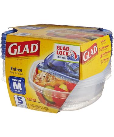 Glad Gladware Entree Plastic Square Containers with Lids 25oz - 5 Count - Buy Online on GoSupps.com