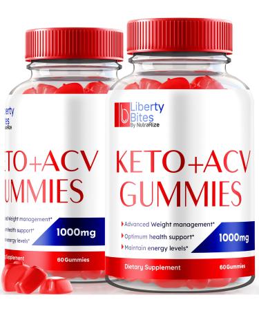(2 Pack) Liberty Bites Keto ACV Gummies All Natural Keto+ ACV Supplement Apple Cider Vinegar 1000MG Plus B Vitamins ACV Keto Formula Gummy s Official LibertyBites Reviews (120 Gummies)