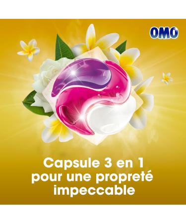 OMO - Liquid laundry detergent in 3 in 1 capsules Yes for Tahiti - 87 washes - Monoi - sparkling cleanliness & long-lasting fragrance - Buy Online on GoSupps.com