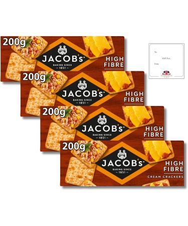 Jacobs Crackers Biscuits Multipack - Jacob's Cream Crackers High Fibre 200g Pack of 4 Bundled By The Great British Kitchen | Crackers for Cheese - Buy Online on GoSupps.com