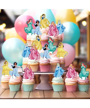 NIAYOU 24 Pcs Princess Cupcake Toppers Princess Themed Cake Decorations Cartoon Happy Birthday Cupcake Toppers for Boys Girls Kids Birthday Party Supplies - Buy Online on GoSupps.com