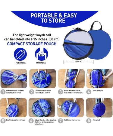 Blue 42'' Kayak Sail - Foldable Downwind Shade with Window - Portable Wind Paddle for Kayak & Canoe - Easy Travel & Carry Pouch - Windsurfing Sail - DOD2035 - Buy Online on GoSupps.com