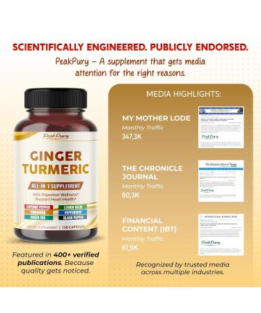 Ultra Ginger & Turmeric Aids Digestion & Supports Heart Health Includes Cayenne Pepper Lemon Balm Cinnamon Peppermint Green Tea - 150 Capsules 150 count (pack of 1) - Buy Online on GoSupps.com