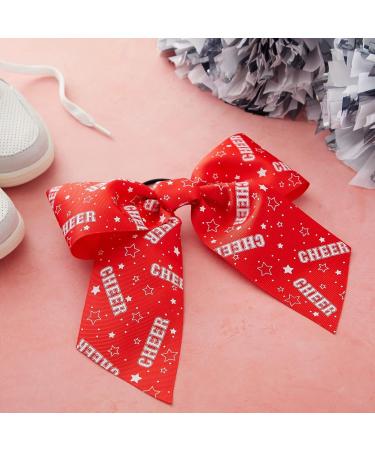 20 Pack 8 Inch Cheer Bows for Women & Girls - Elastic Ponytail Holders for Softball, Volleyball, Gymnastics - Large Bulk Polyester Hair Ribbons - 2 Designs Red & White - Buy Online on GoSupps.com