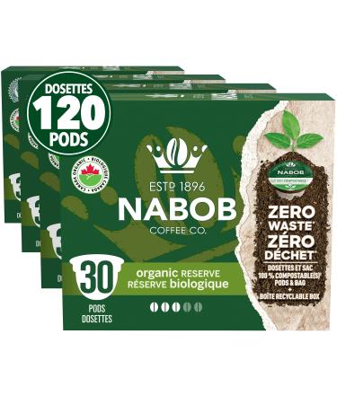 Nabob Organic Reserve Coffee 100% Compostable Pods 292g (4 Boxes of 30 Pods)