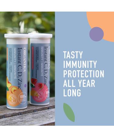 Organika Instant C D Zinc Effervescent Tablets - Watermelon Flavour- Immune Support- Single Tube x 10 Tablets - Buy Online on GoSupps.com