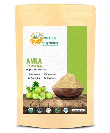 Herbs Botanica Organic Amla Powder Indian Gooseberry Amalaki Pure Natural Vitamin C Alma Fruit Powder for Hair Growth Immune Support Emblica Officinalis 5.3 oz /150 GMS