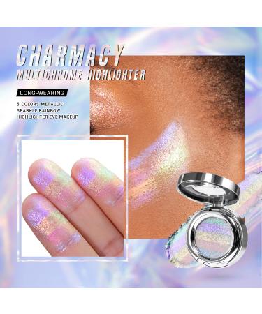 CHARMACY Multichrome Glitter Highlighter Palette | Shimmer Cream Contour & Brightening Illuminator | Hybrid Chameleon Makeup for Long-Lasting Glow | Cruelty-Free (701) - Buy Online on GoSupps.com