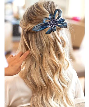 Blue Crystal Bridal Wedding Hair Clip | Handmade Rhinestone Hair Barrette for Women - Perfect for Bride, Bridesmaids, Prom & Parties - Buy Online on GoSupps.com