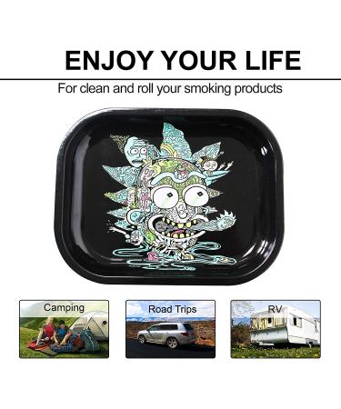 Mini Metal Rolling Tray with Magnetic Lid and Spill Proof Cover - Cute Decorative Tray - 7x5.5 Black - Buy Online on GoSupps.com