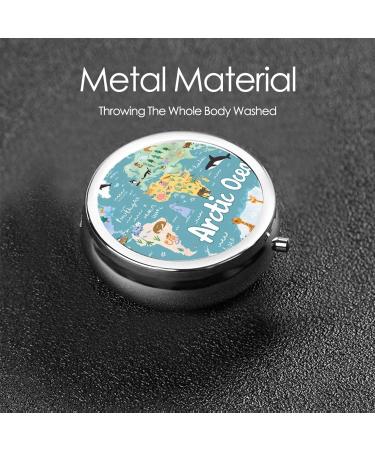 Art Sea and Land Portable Metal Pill Box - Round Mini 3-Compartment Design for Travel Ideal for Small Pills Black - Buy Online on GoSupps.com