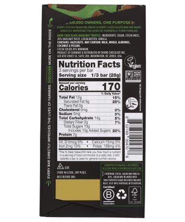 Divine Dark Chocolate Hazelnut Truffle Bar - 3oz Gourmet Treat - Buy Online on GoSupps.com
