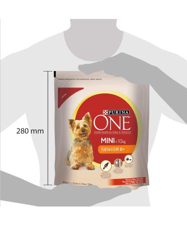 Purina One Mini Senior 8+ Dog Food for Small Dogs under 10 kg Rich in Chicken with Rice 8 cans of 800 g - Buy Online on GoSupps.com