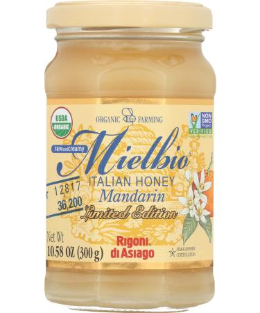 MIELBIO Organic Italian Honey Mandarin Raw & Creamy, 10.58 OZ 1 Pack Mandarin