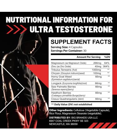 Men's Testosterone Supplement | Tribulus Terrestris Tongkat Ali Saw Palmetto & More | Energy & Muscle Strength Support | 120 Capsules - Buy Online on GoSupps.com