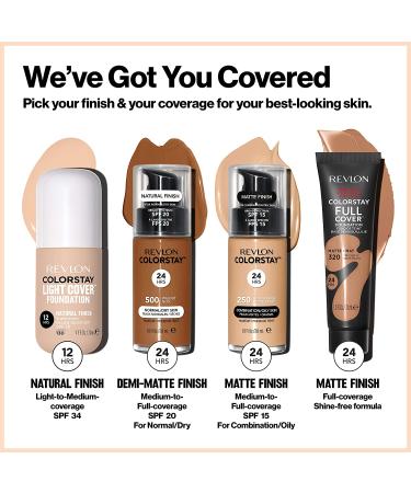 Revlon ColorStay Light Cover Liquid Foundation SPF 35 | Hydrating Longwear Makeup | Light-Medium Coverage | 130 Porcelain, 1 fl. oz - Buy Online on GoSupps.com