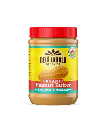 New World Foods Peanut Butter Smooth Unsalted Organic 1Kg Peanut 1 kg (Pack of 1)