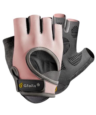 Glofit Workout Gloves for Women Men, Lightweight Weight Lifting Glove Breathable Fingerless Gym Gloves, Exercise, Fitness, Training, Cycling Light Pink Small