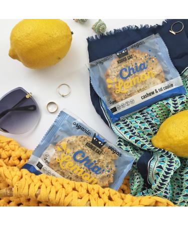 Kookie Cat Chia & Lemon Vegan Cookies - Gluten Free Soy Free Organic 12 x 50g Multipack - Buy Online on GoSupps.com