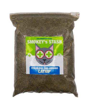 Smokey's Stash Catnip Stalkless Dried Ground Premium Bulk 12 Ounce Bag Strong Cat nip for Cats