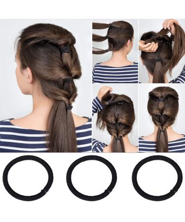 100 pcs Black Elastic Hair Ties - No Metal Bands for Women, Girls, Men - Thick, Heavy, Curly Hair - 4mm - Buy Online on GoSupps.com