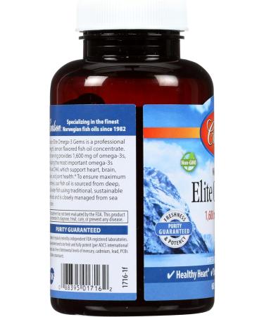 Carlson Labs Elite Omega-3 Gems Fish Oil 1250mg 60 Softgels - Buy Online on GoSupps.com