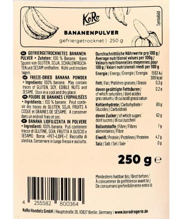 KoRo - Freeze-dried banana powder - 100% banana - Vegan & lactose-free - 250 g - Buy Online on GoSupps.com