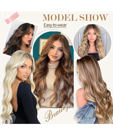 Buy Sofeiyan Invisible Wire Hair Extensions - 50cm Soft Lace Long Curly Brunette & Ash Blonde | Best Synthetic Hair Pieces for Women - Buy Online on GoSupps.com