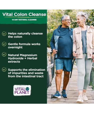 Vital Planet Colon Cleanse - 14-Day Detox & Digestive Health Support | Magnesium Slippery Elm & Aloe | 28 Capsules - International Shipping Available - Buy Online on GoSupps.com