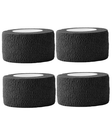 4 PCS Self Adhesive Bandage Wrap Breathable Non-woven Wrist Tape Stretch Elastic Bandage Vet Wrap for Sports Supply Black 177 * 1inch Outdoor Items