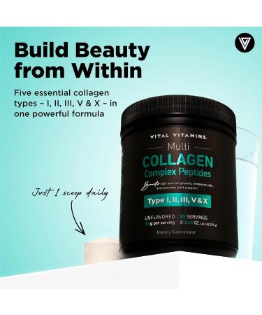 Vital Vitamins Multi-Collagen Powder 30 Servings + Hyaluronic Acid Capsules 60 ct - Buy Online on GoSupps.com