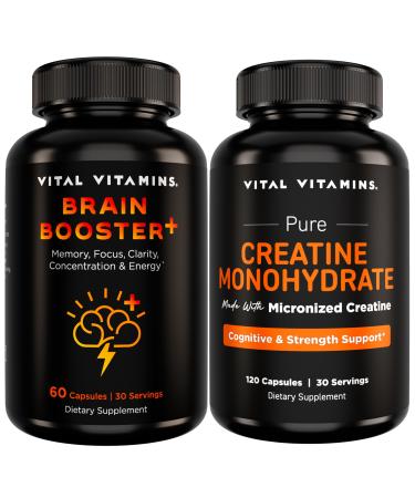 Vital Vitamins Brain Booster Plus 60 ct + Creatine Capsules 120 ct
