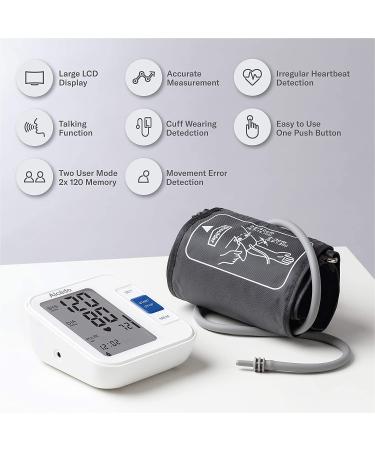 Alcedo Upper Arm Blood Pressure Monitor - Automatic Digital BP Machine with Wide-Range Cuff, LCD Screen, Talking Function, 2x120 Memory - For Home Use - Buy Online on GoSupps.com