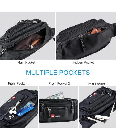 Airzyx Waterproof Belt Pocket - Multifunctional Hip Bag for Travel & Hiking | Unisex Black Outdoor Waist Pack - Buy Online on GoSupps.com